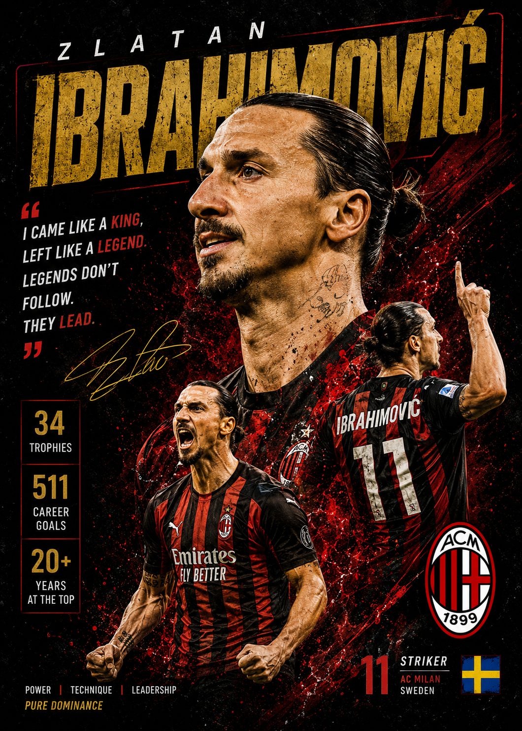 Zlatan Ibrahimović — 5×7 Canvas Art