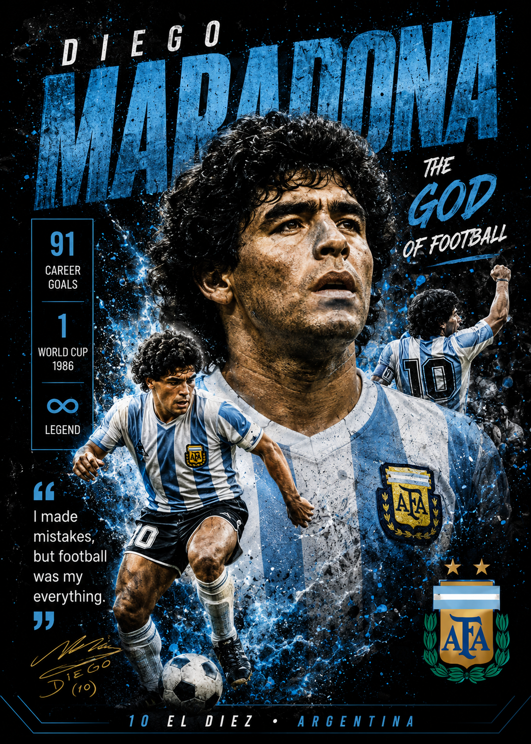 Diego Maradona — 5×7 Canvas Art