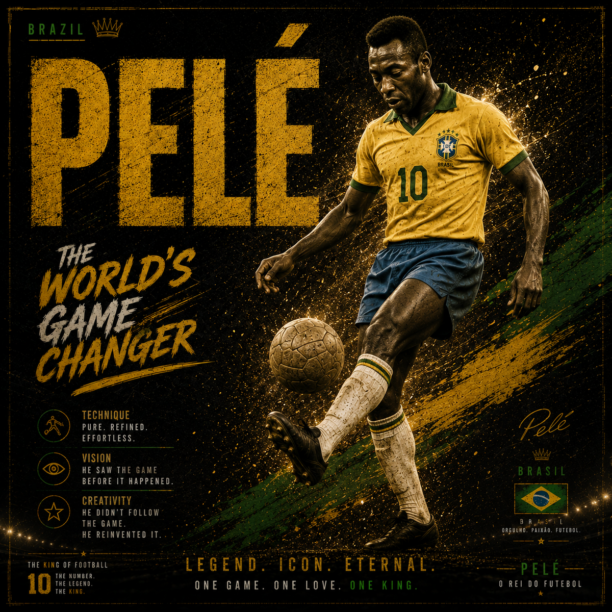 Pelé — 4×4 Tile Art