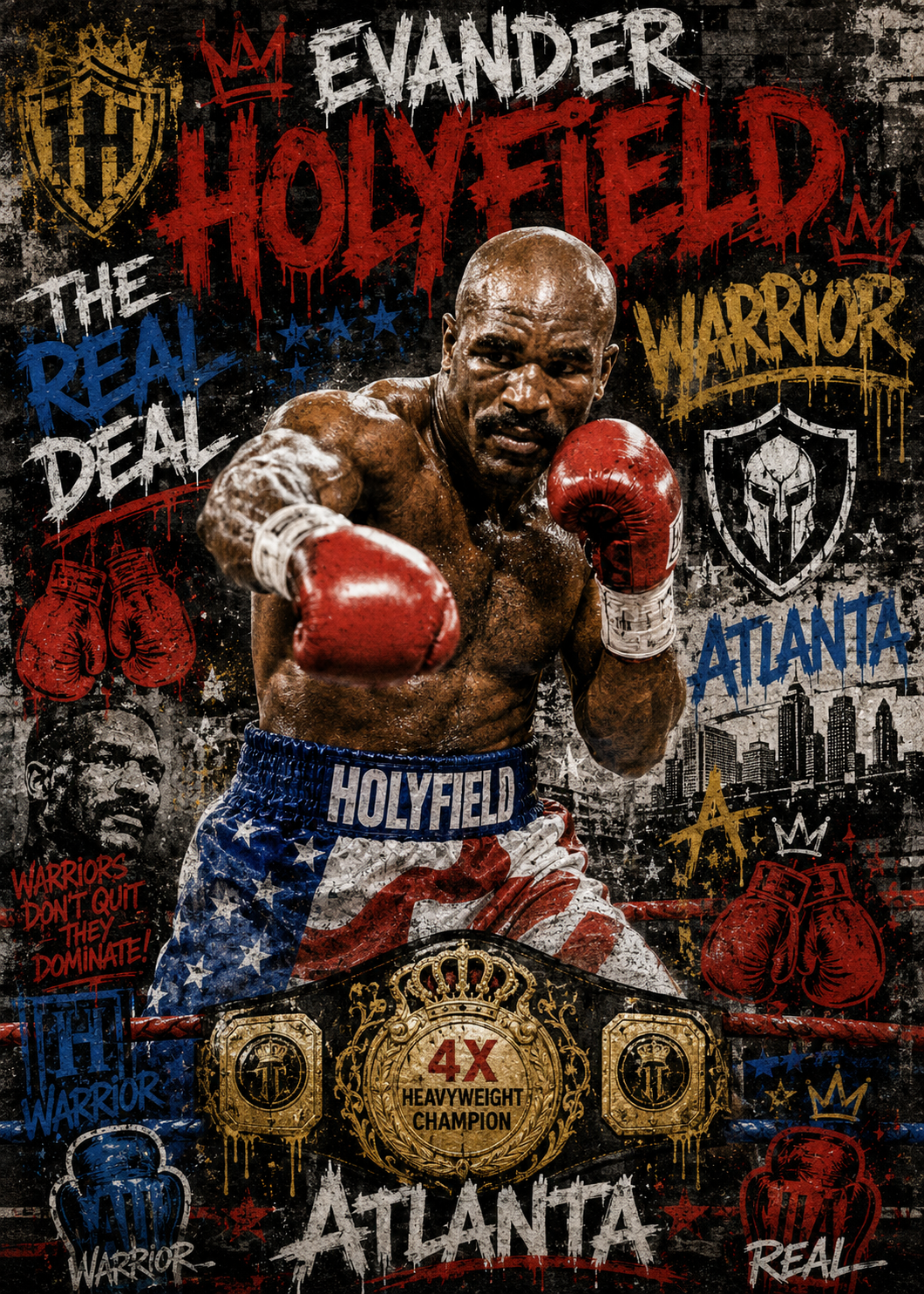 Evander Holyfield — The Real Deal — 5×7 Canvas Art