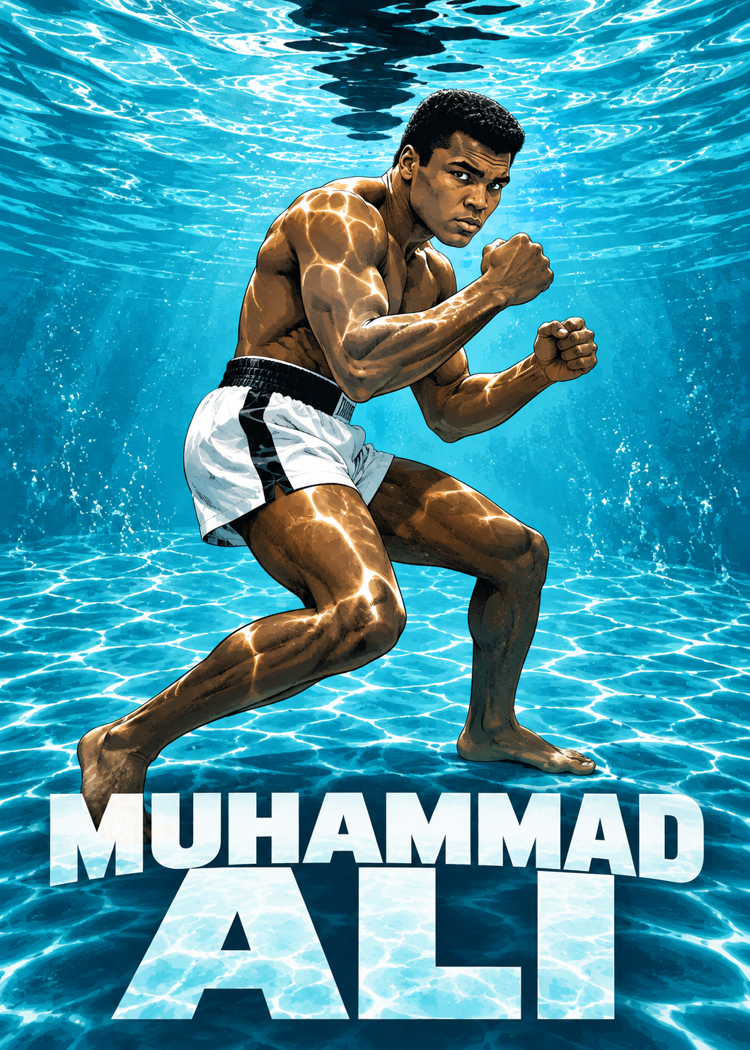 Muhammad Ali — Underwater Fighter — 5×7 Canvas Art