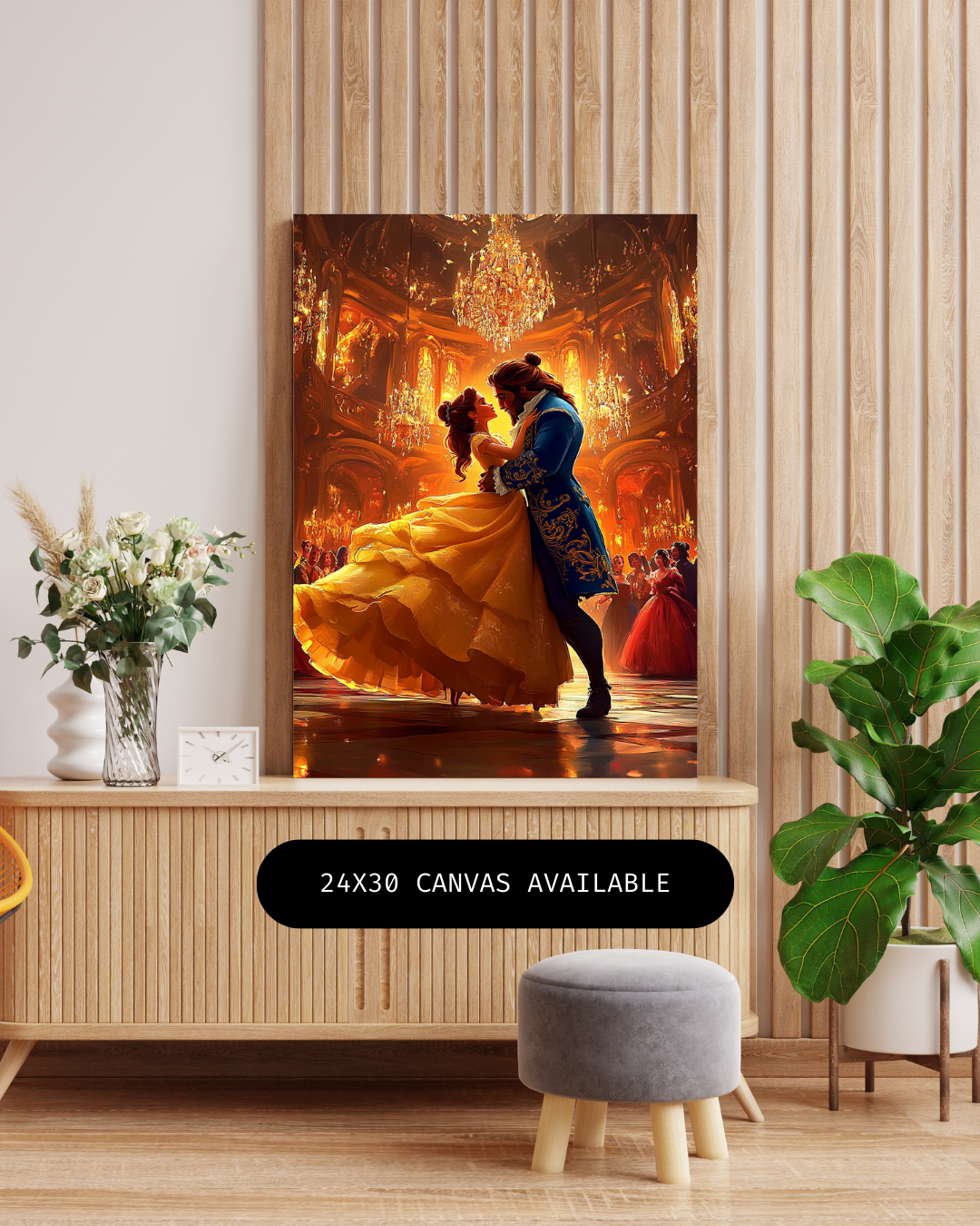 Beast with Beautiful Woman- Custom Canvas Wall Art
