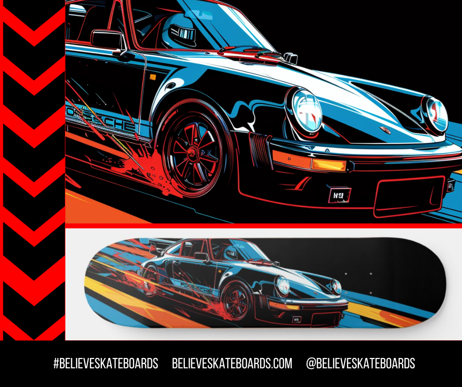 Porsche Automotive Art Skateboard Deck — Design 36
