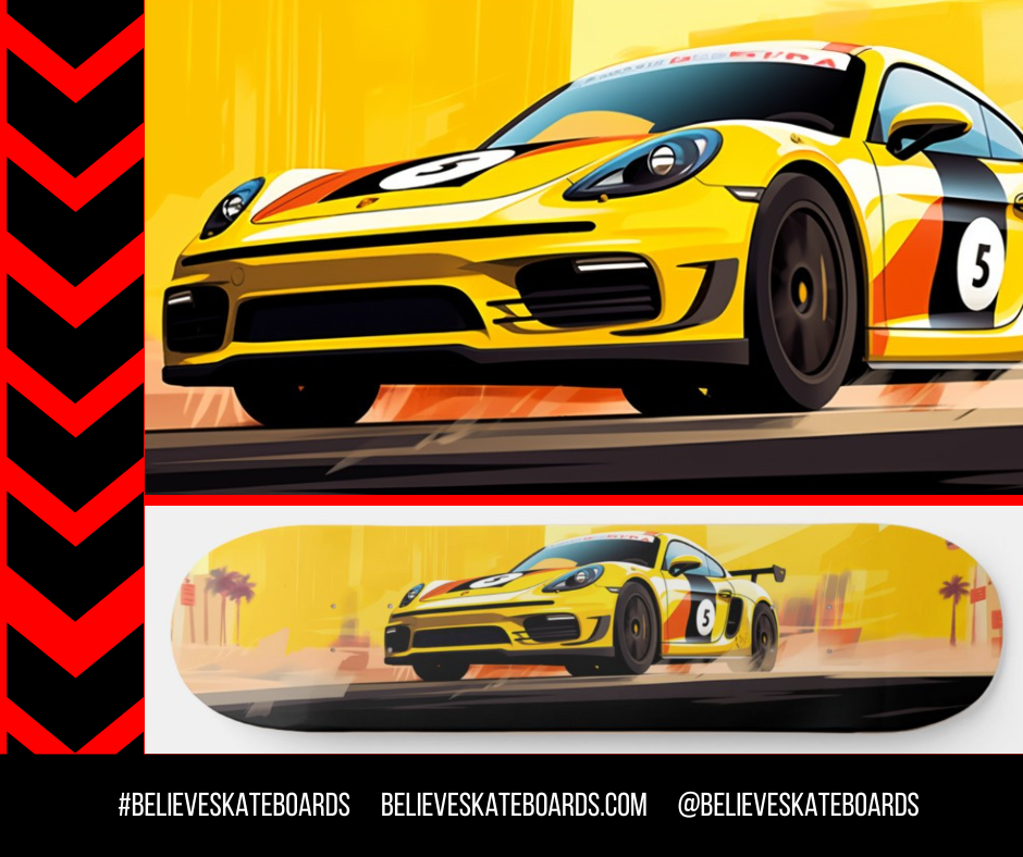 Porsche Automotive Art Skateboard Deck — Design 45