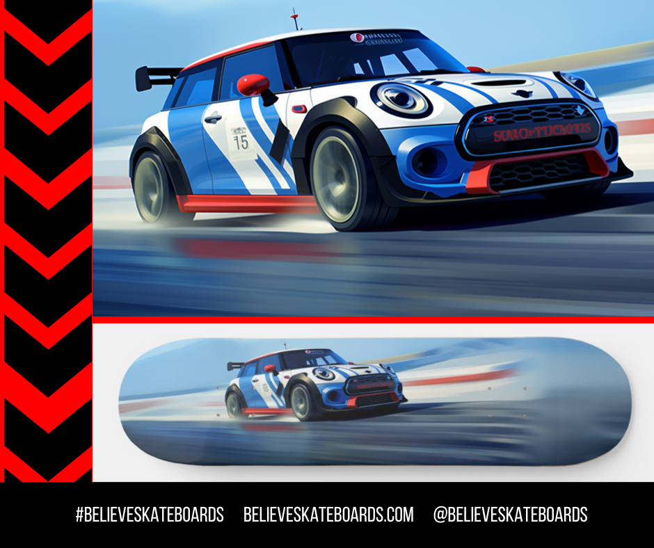 Mini Cooper Automotive Art Skateboard Deck — Design 12