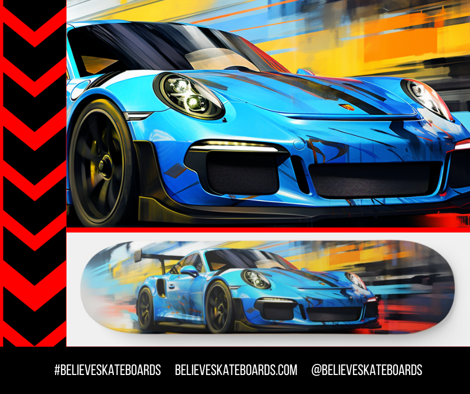 Porsche Automotive Art Skateboard Deck — Design 13