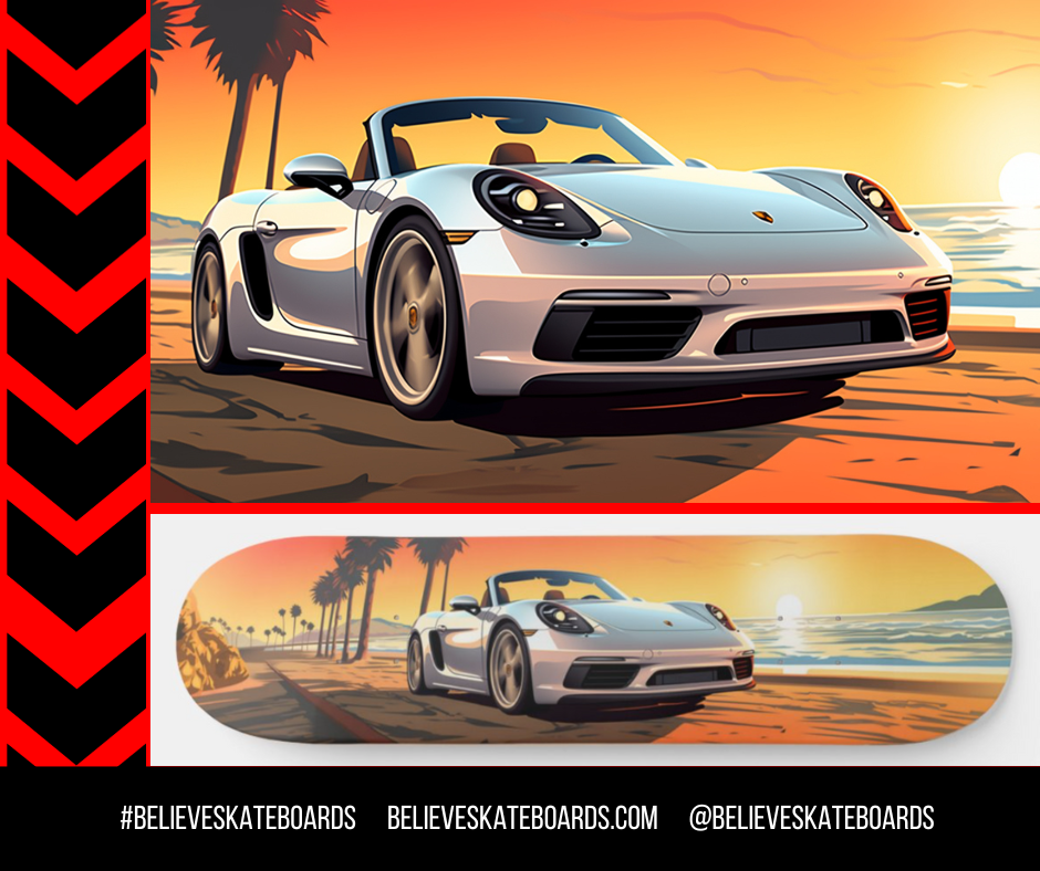 Porsche Automotive Art Skateboard Deck — Design 38