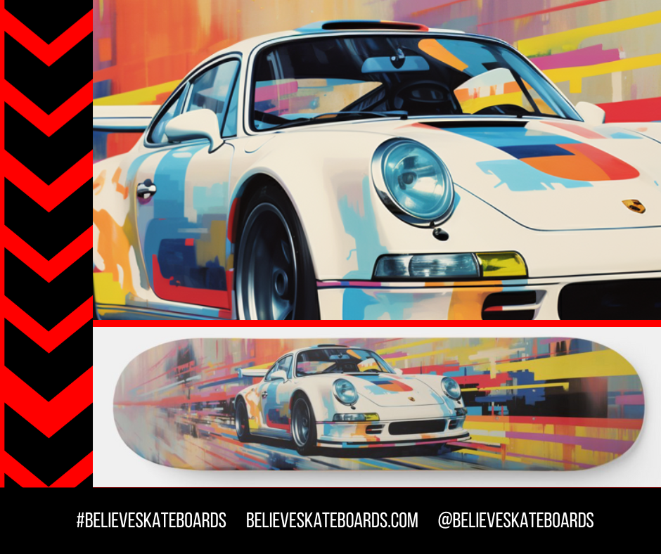 Porsche Automotive Art Skateboard Deck — Design 27