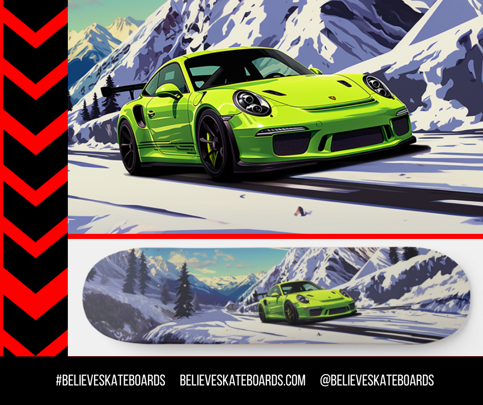 Porsche Automotive Art Skateboard Deck — Design 11