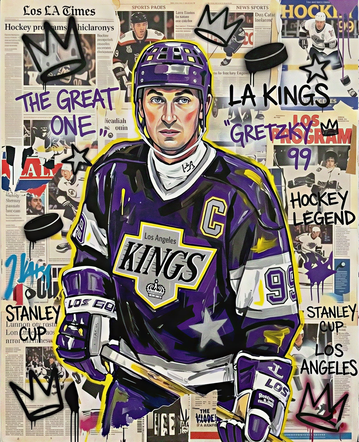 LA Kings Graffiti — 5×7 Canvas Art