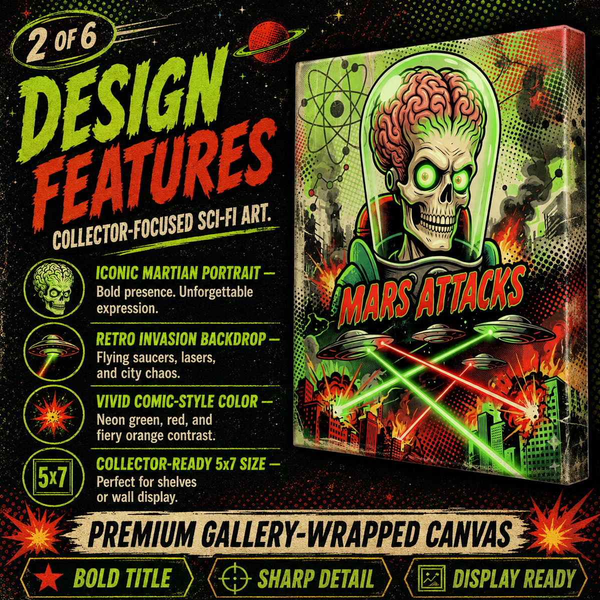 Attack Mars- Custom 5x7 Canvas