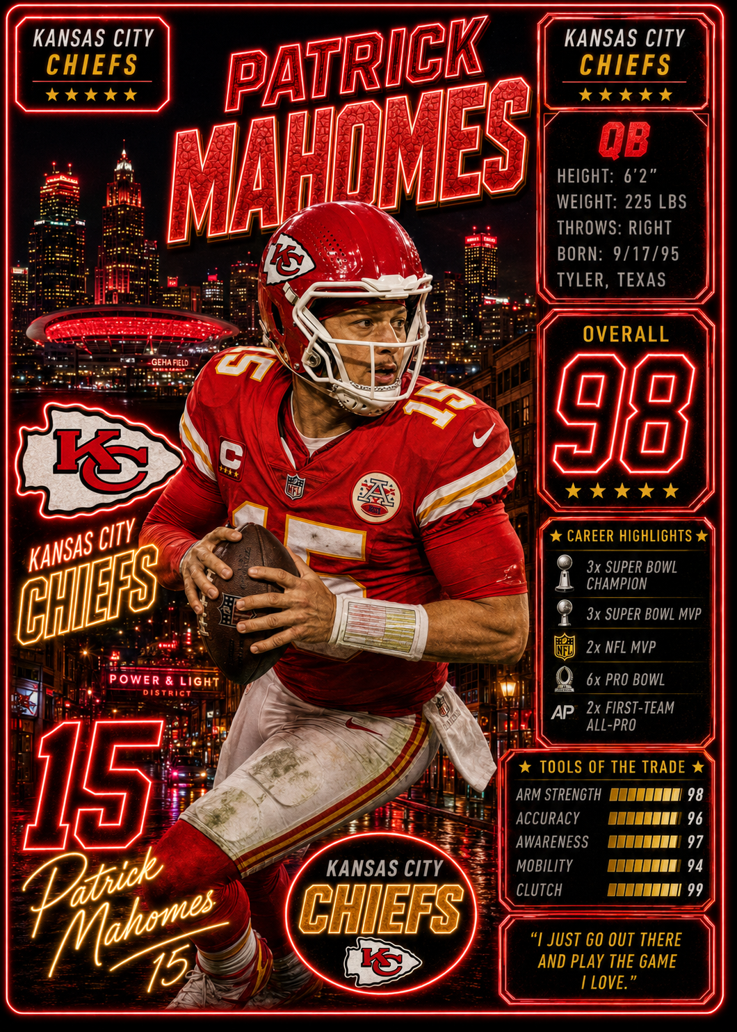 Patrick Mahomes — 5×7 Canvas Art