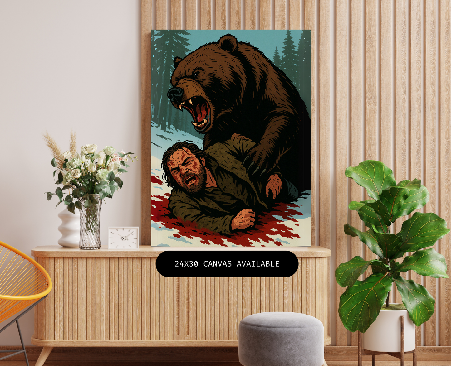 Bear Attack- Custom Canvas Wall Art
