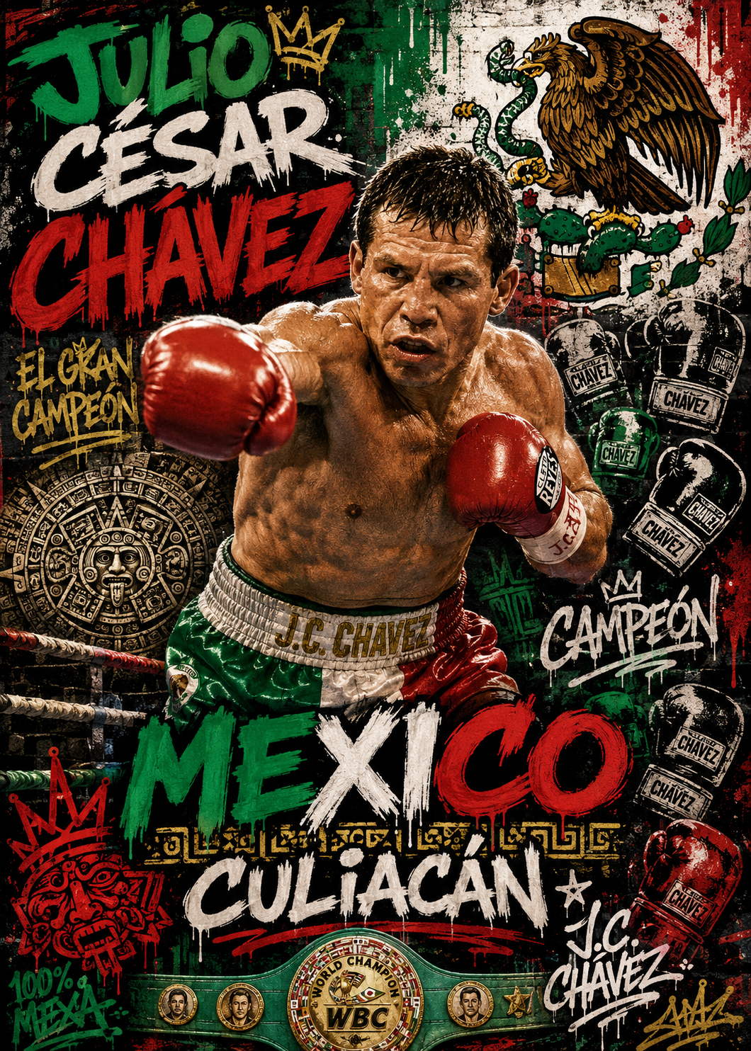 Julio Cesar Chavez — Mexico Champion — 5×7 Canvas Art