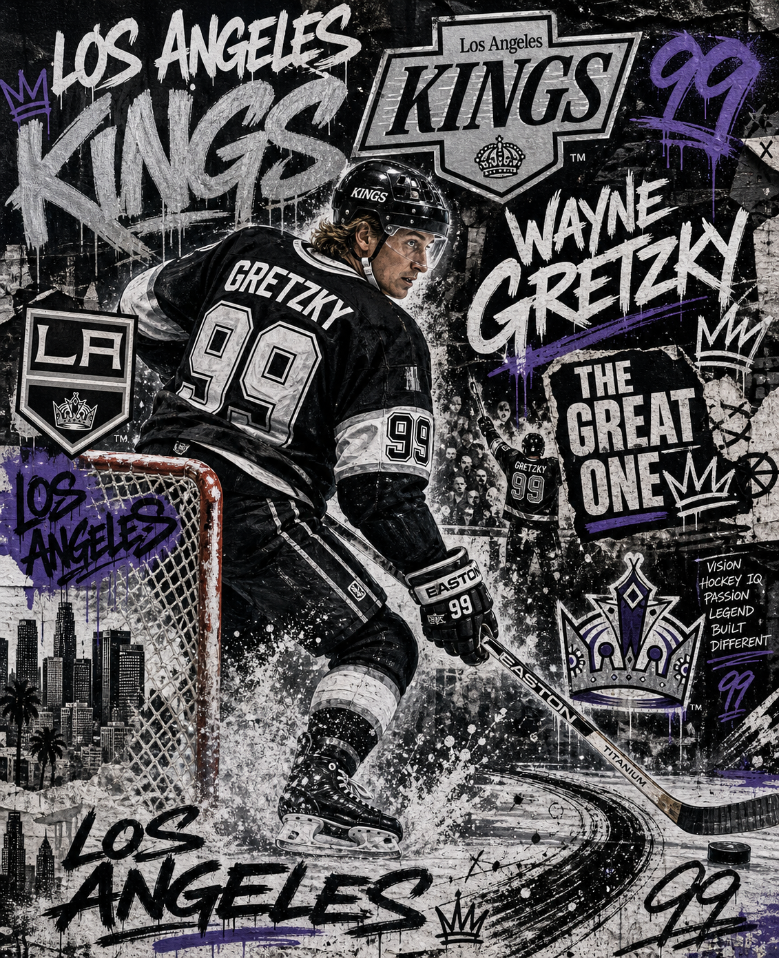 Wayne Gretzky — LA Kings Collage 5×7 Canvas Art