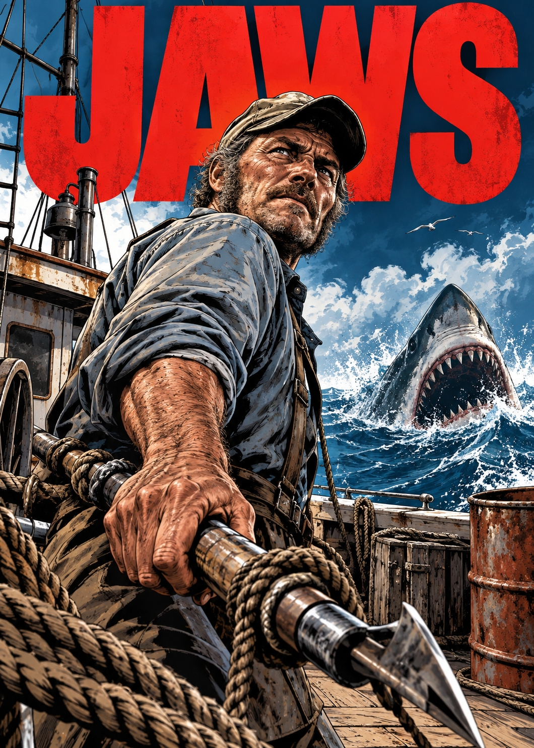 Jaws — 5x7 Horror Canvas — Design 2