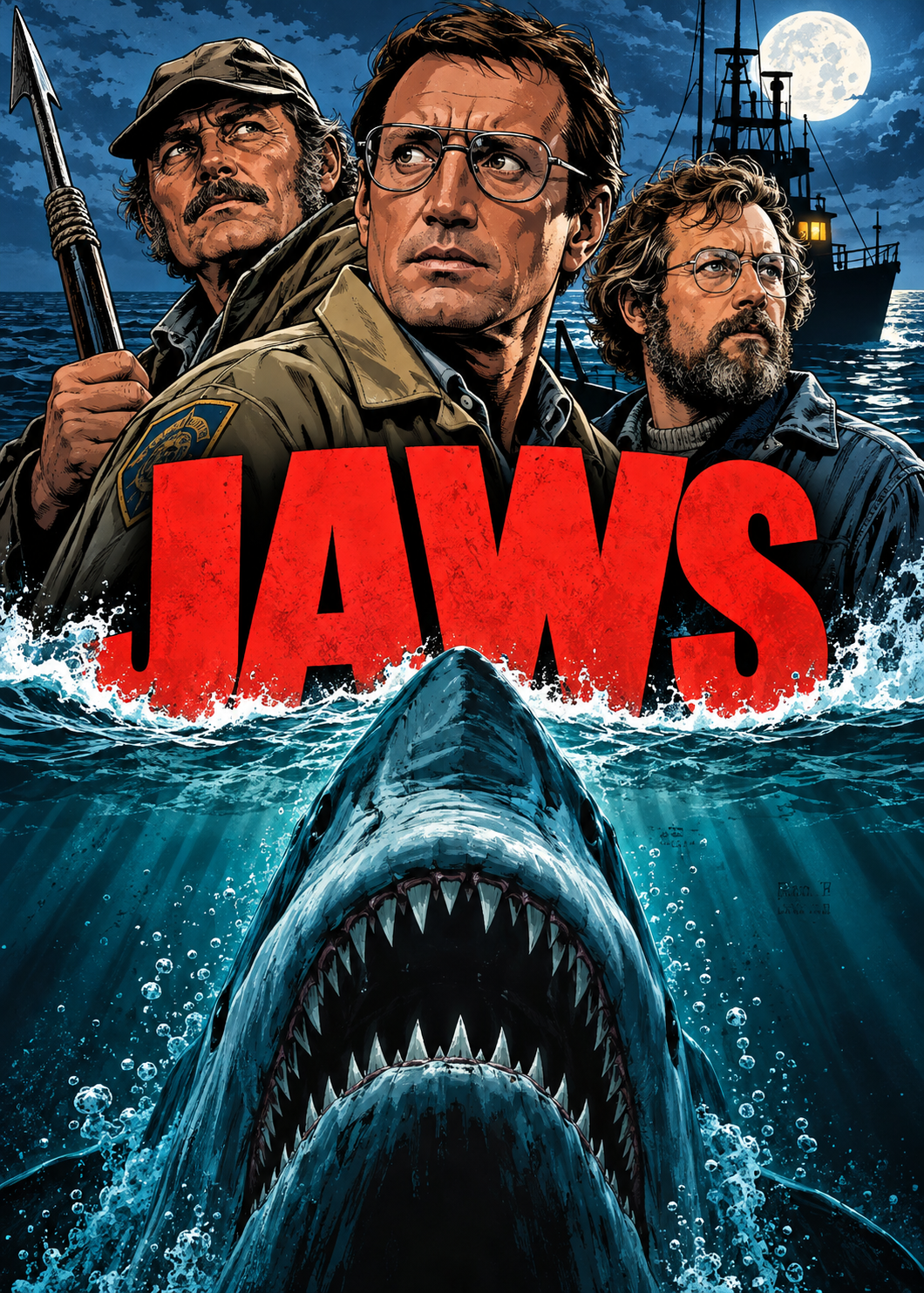 Jaws — 5x7 Horror Canvas — Design 7