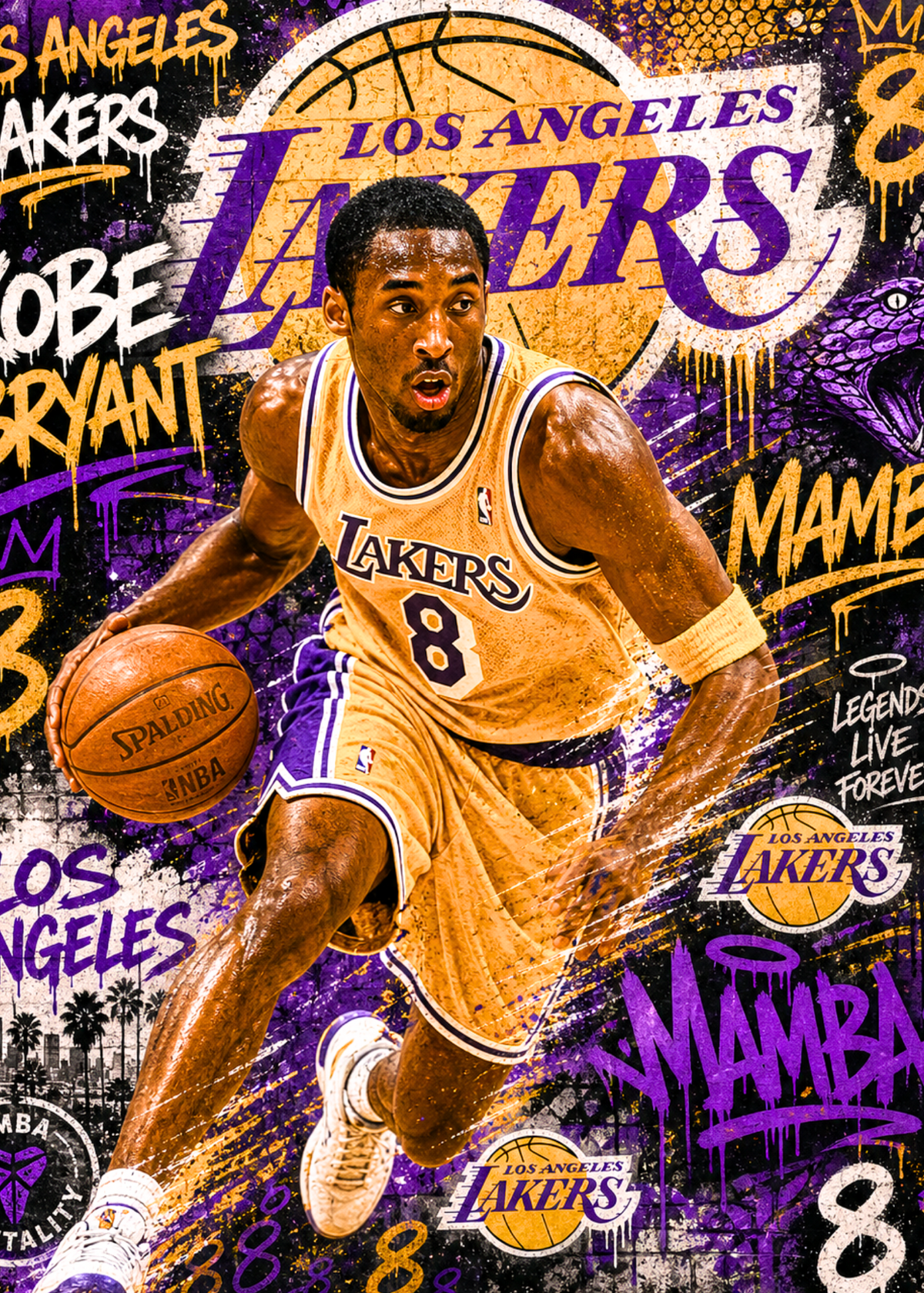 Kobe Bryant Lakers Gold – 5x7 Canvas
