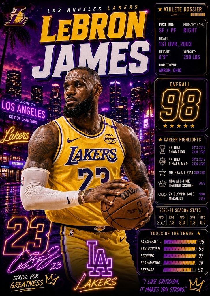 LeBron James Lakers – 5x7 Canvas