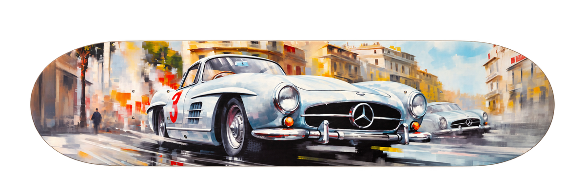 Mercedes Vintage Silver Racing No. 3 — Skateboard Deck