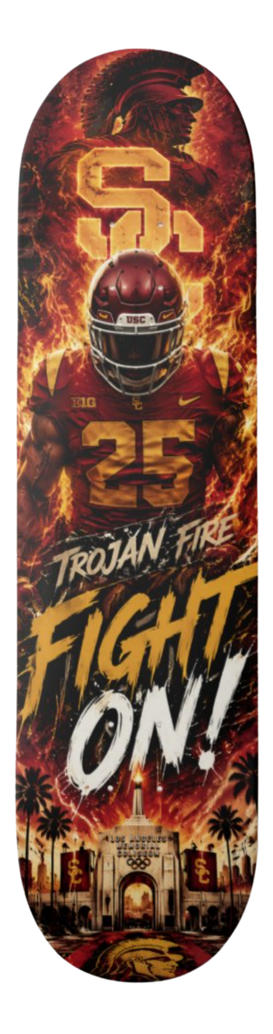 USC Football — Trojan Fire Fight On — Skateboard Deck