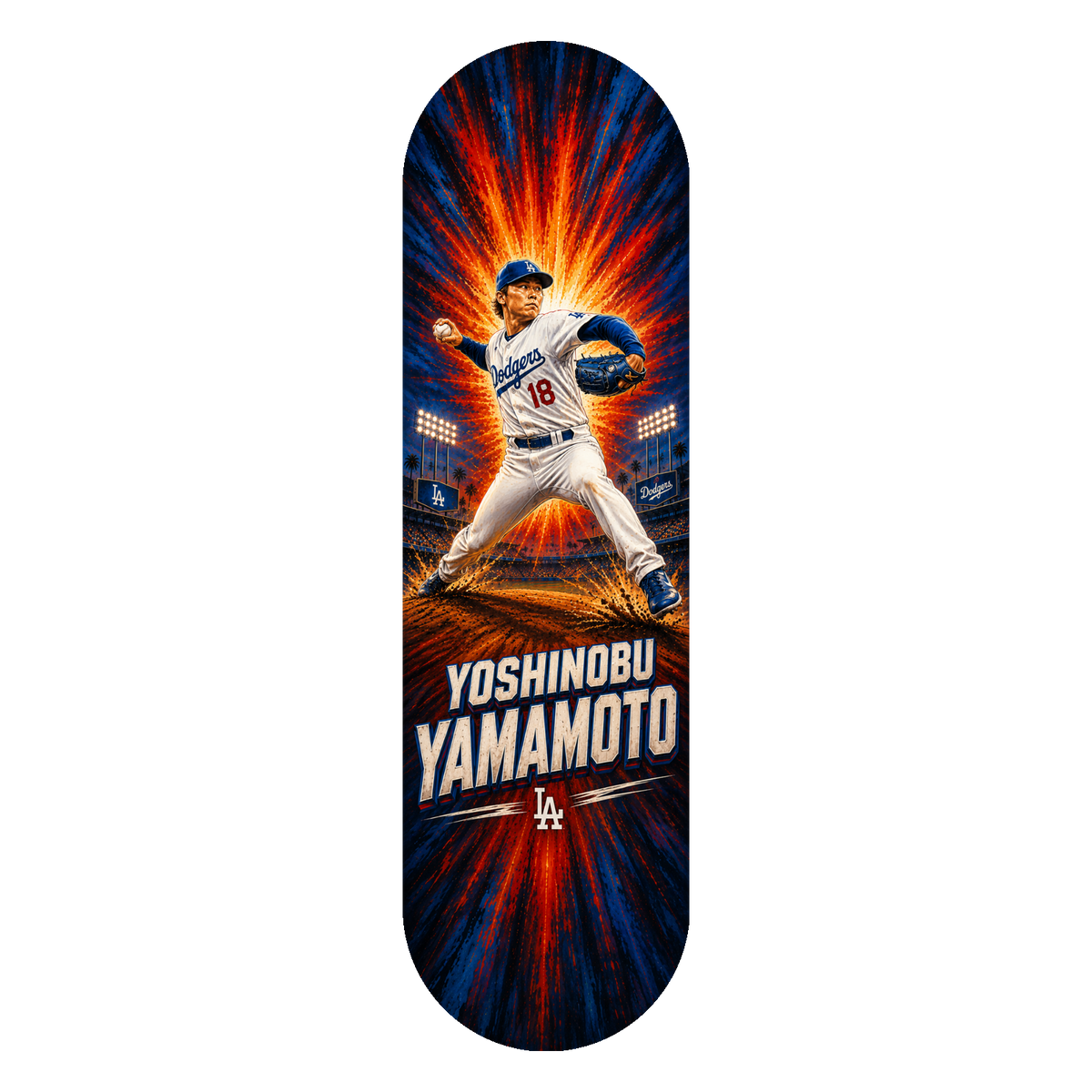 Yoshinobu Yamamoto Dodgers Fireburst — Skateboard Deck