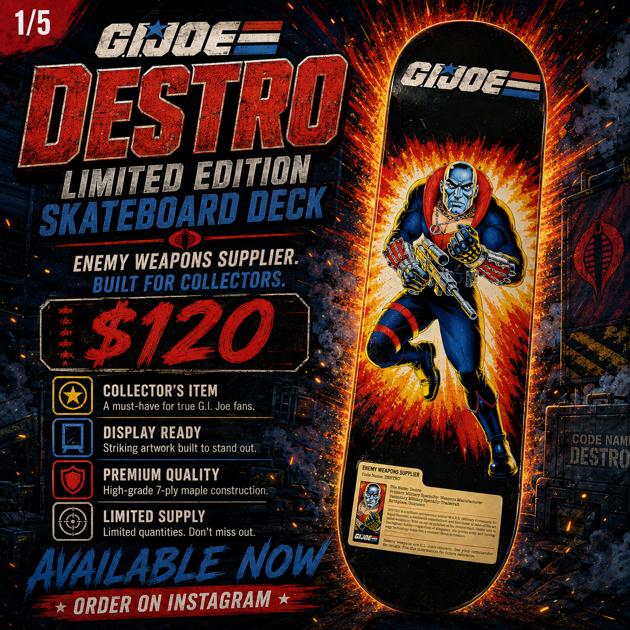 Silver Headed Villain - Customized Skateboard