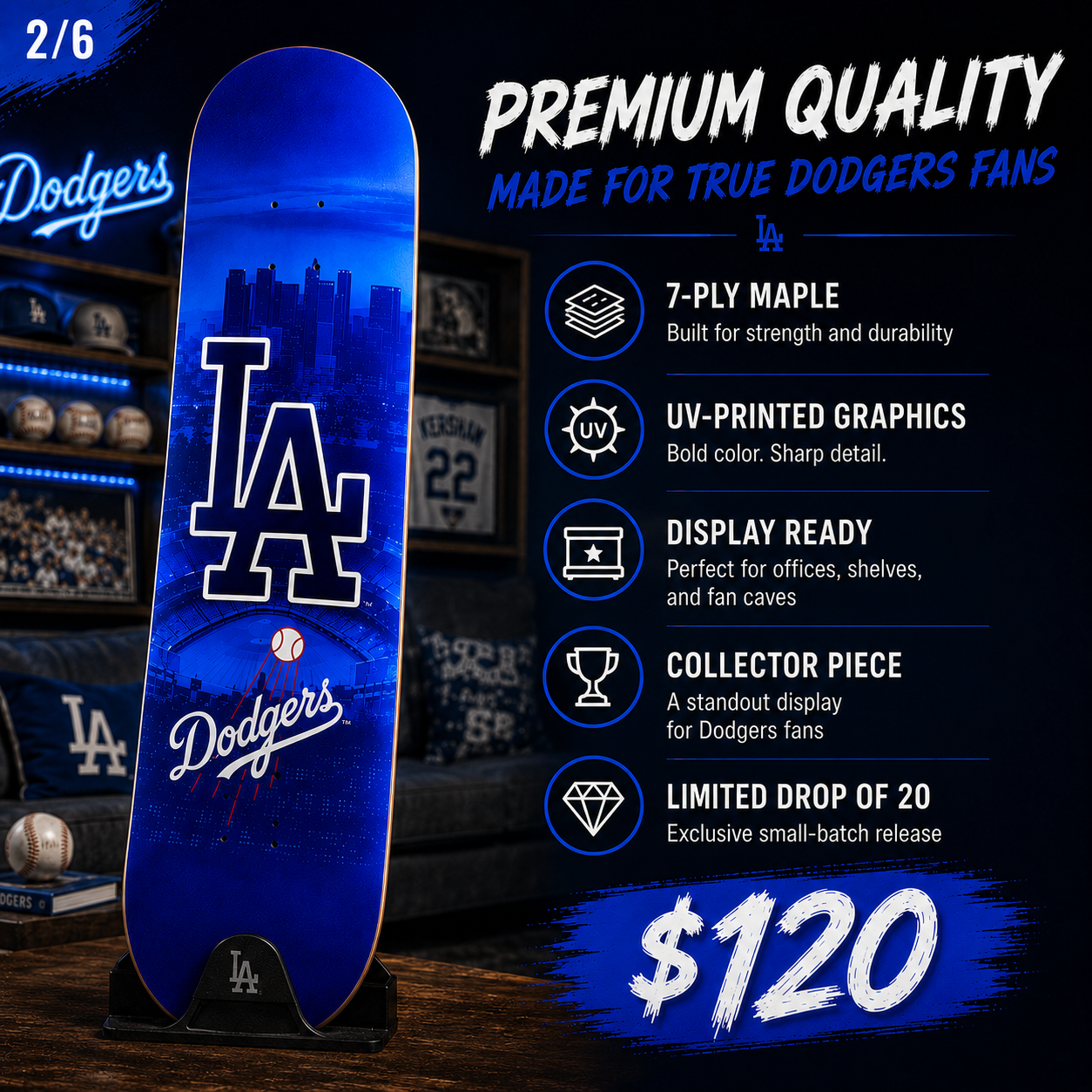 LA Baseball 2- Customized Skateboard