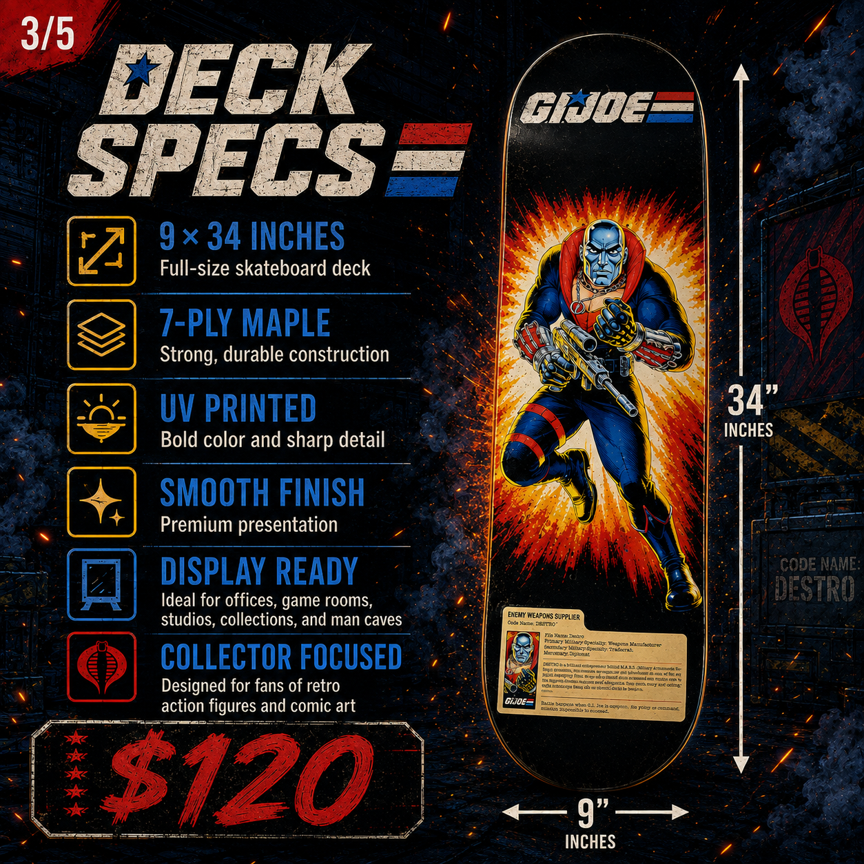 Silver Headed Villain - Customized Skateboard