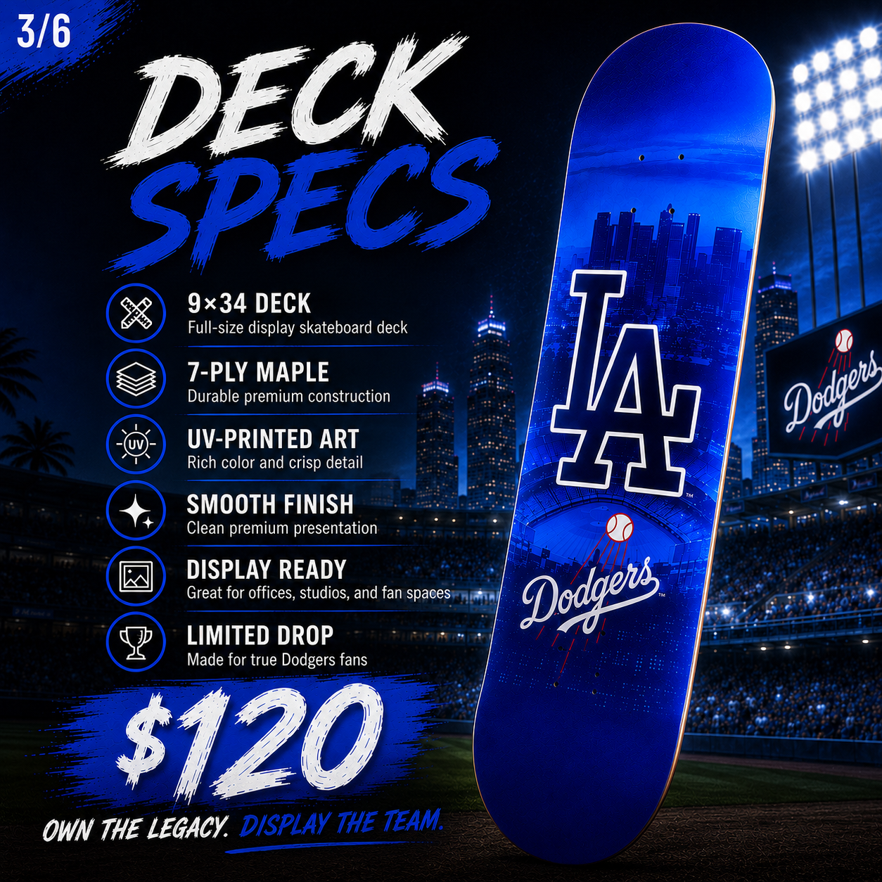 LA Baseball 2- Customized Skateboard