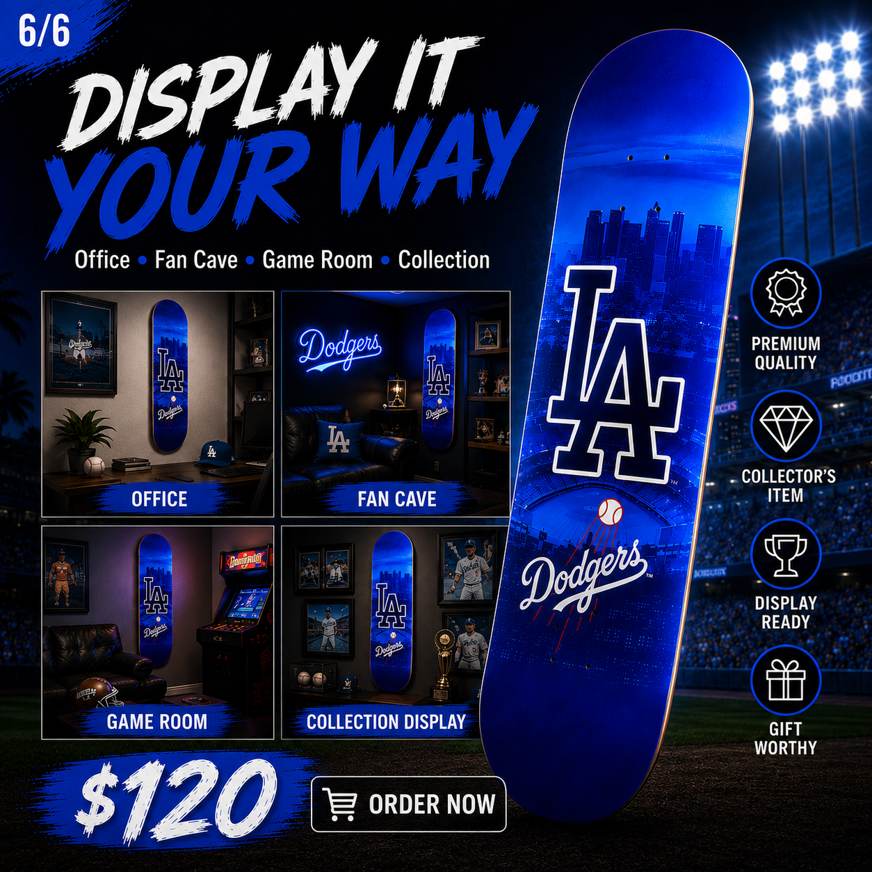 LA Baseball 2- Customized Skateboard