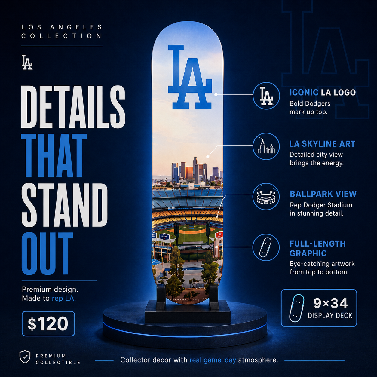 LA Baseball 3- Customized Skateboard