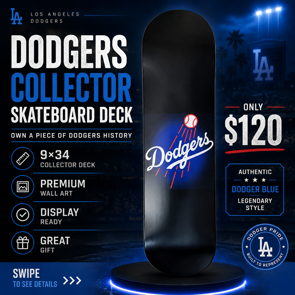 LA Baseball 1- Customized Skateboard