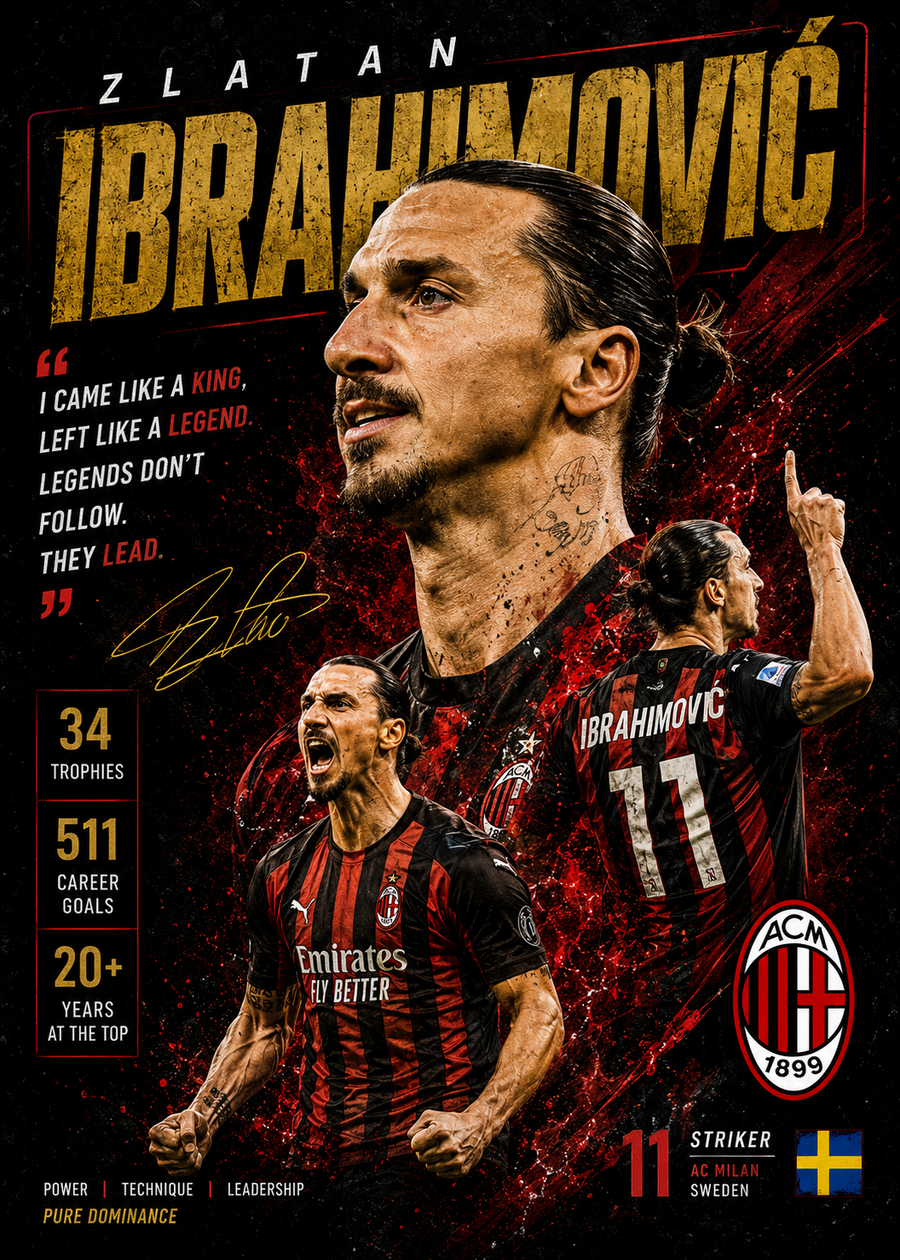 Zlatan Ibrahimović — 5×7 Canvas Art