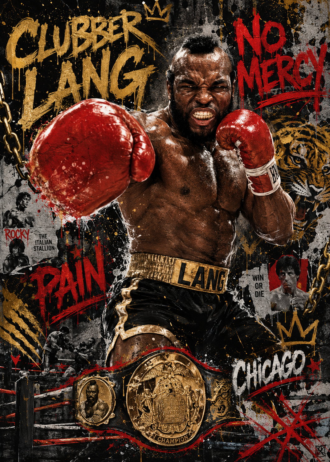 Clubber Lang — No Mercy — 5×7 Canvas Art