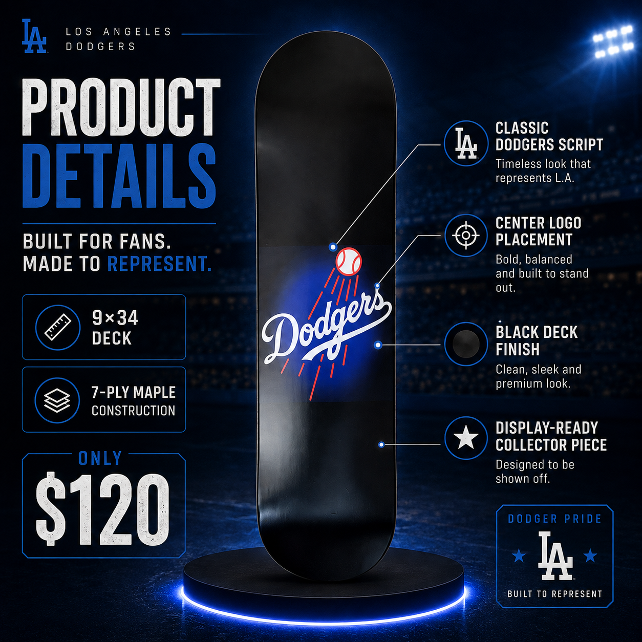 LA Baseball 1- Customized Skateboard