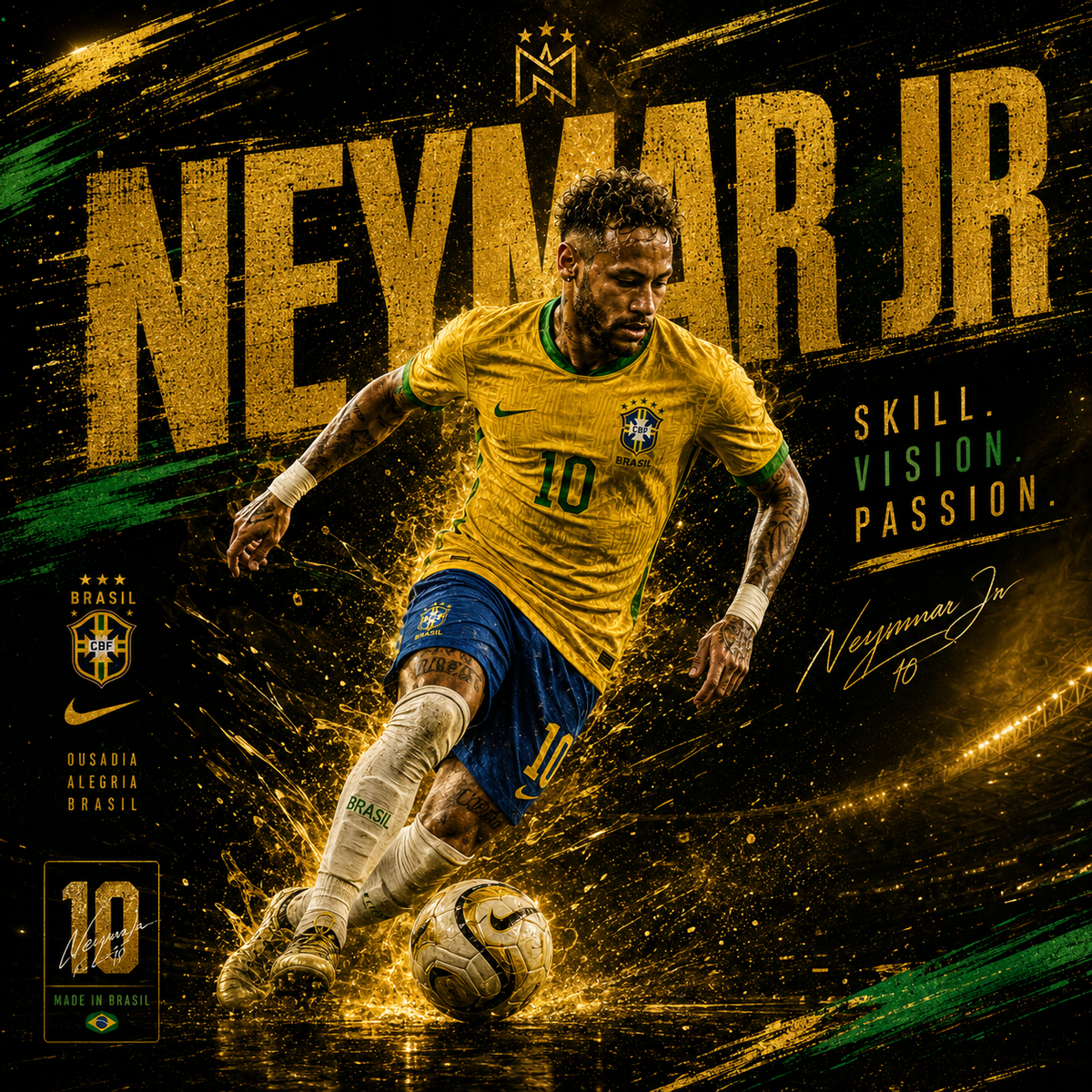 Neymar Jr. — 4×4 Tile Art
