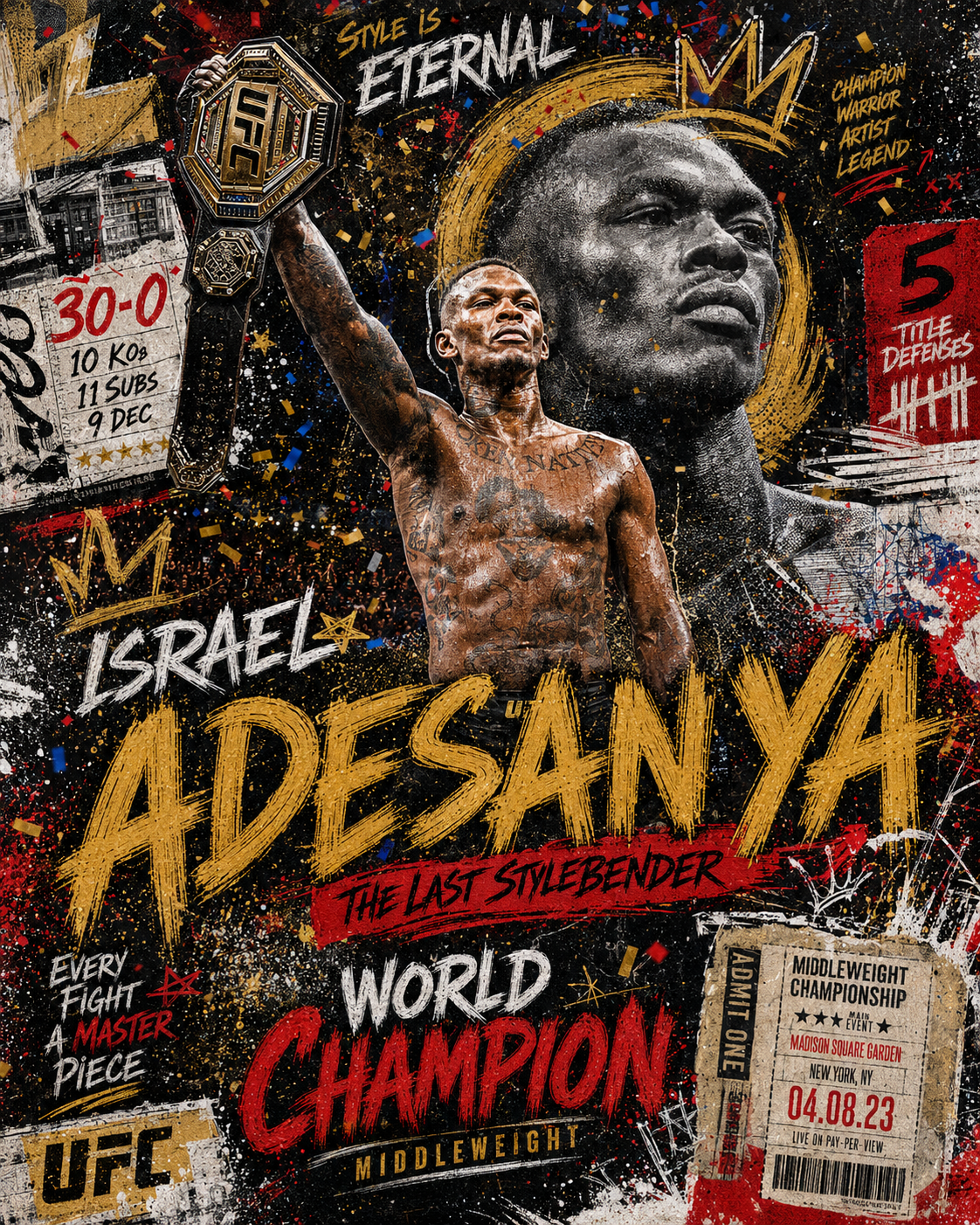 Israel Adesanya — 5×7 Canvas Art