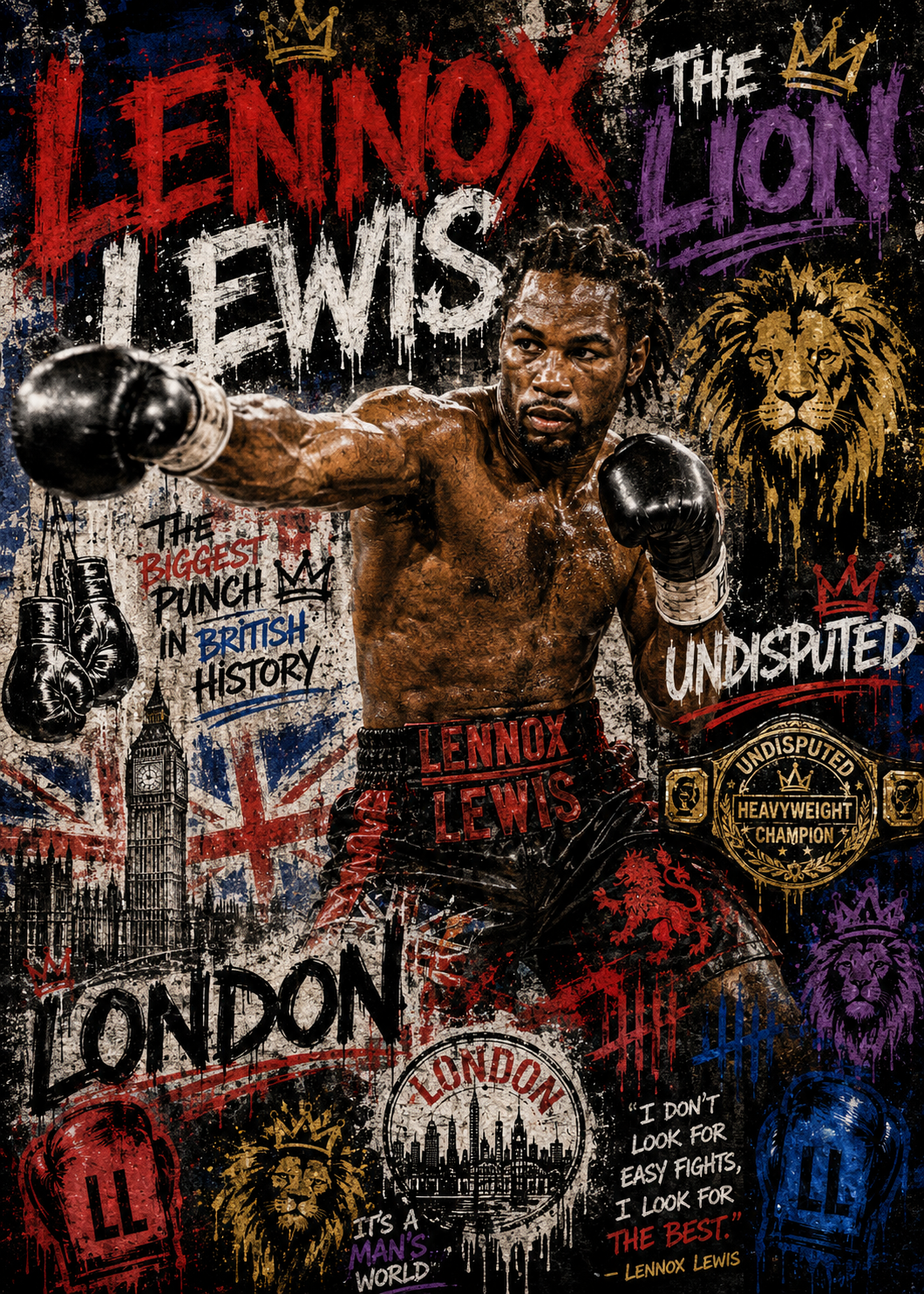 Lennox Lewis — The Lion — 5×7 Canvas Art