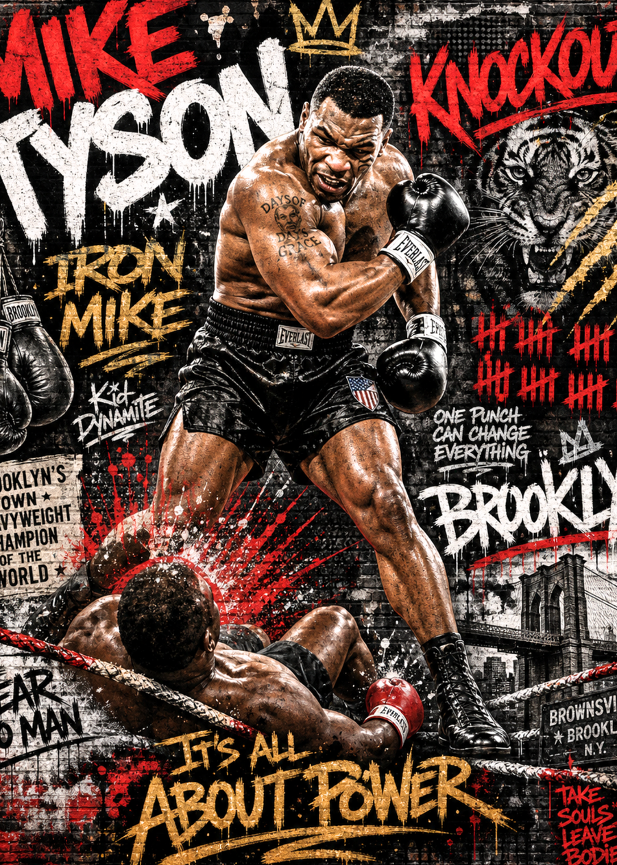 Mike Tyson — Iron Mike Knockout — 5×7 Canvas Art