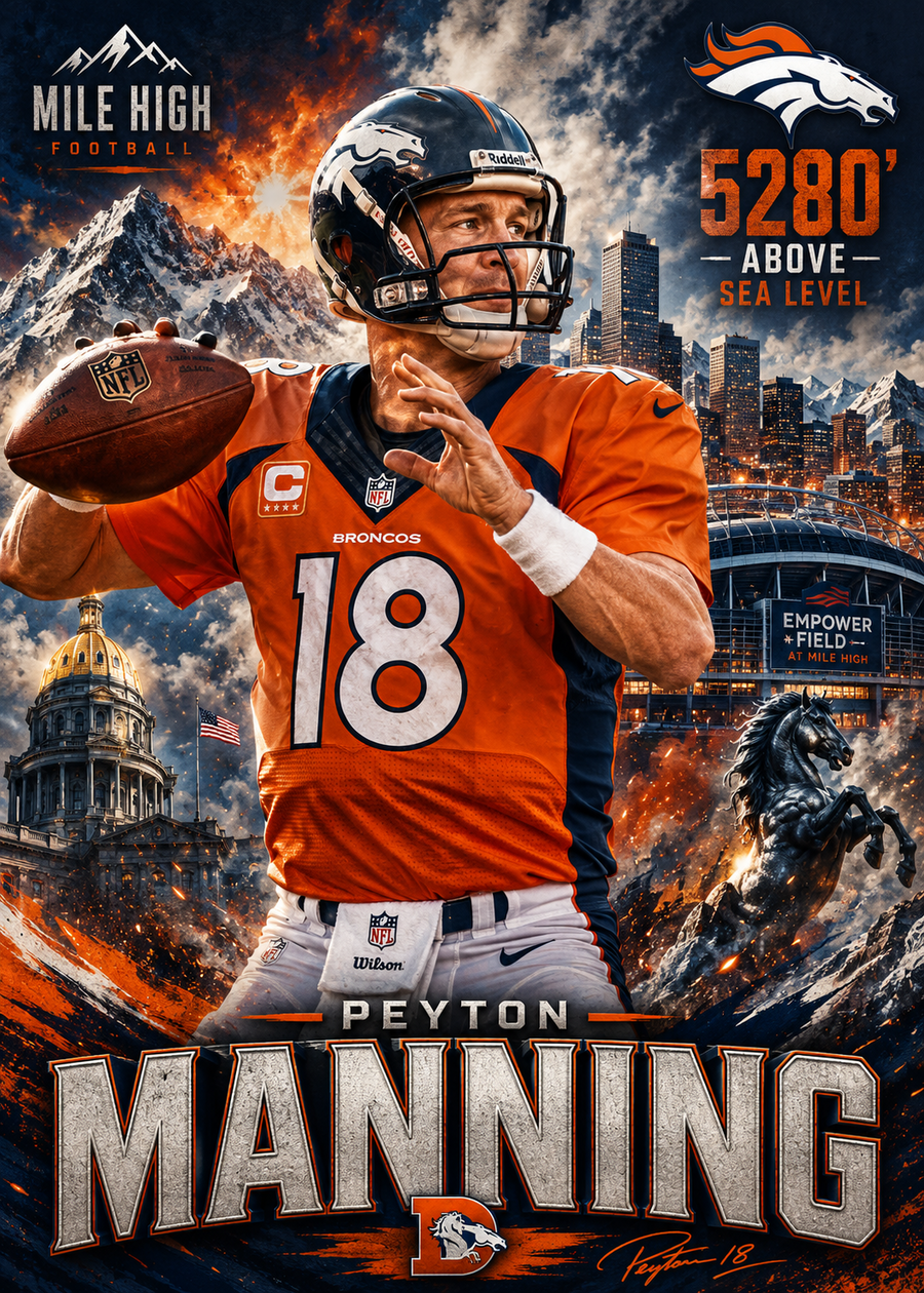 Peyton Manning — 4×4 Tile Art
