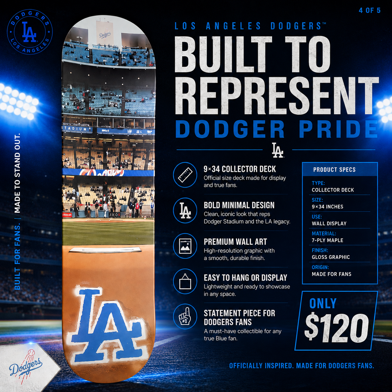 LA Baseball 4- Customized Skateboard