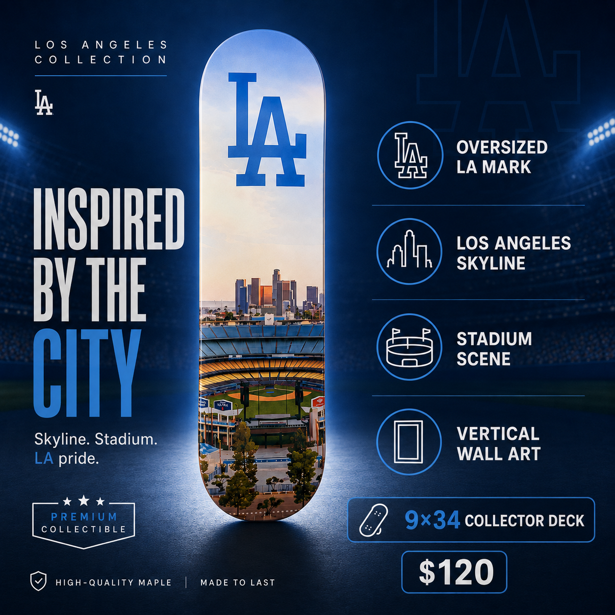LA Baseball 3- Customized Skateboard