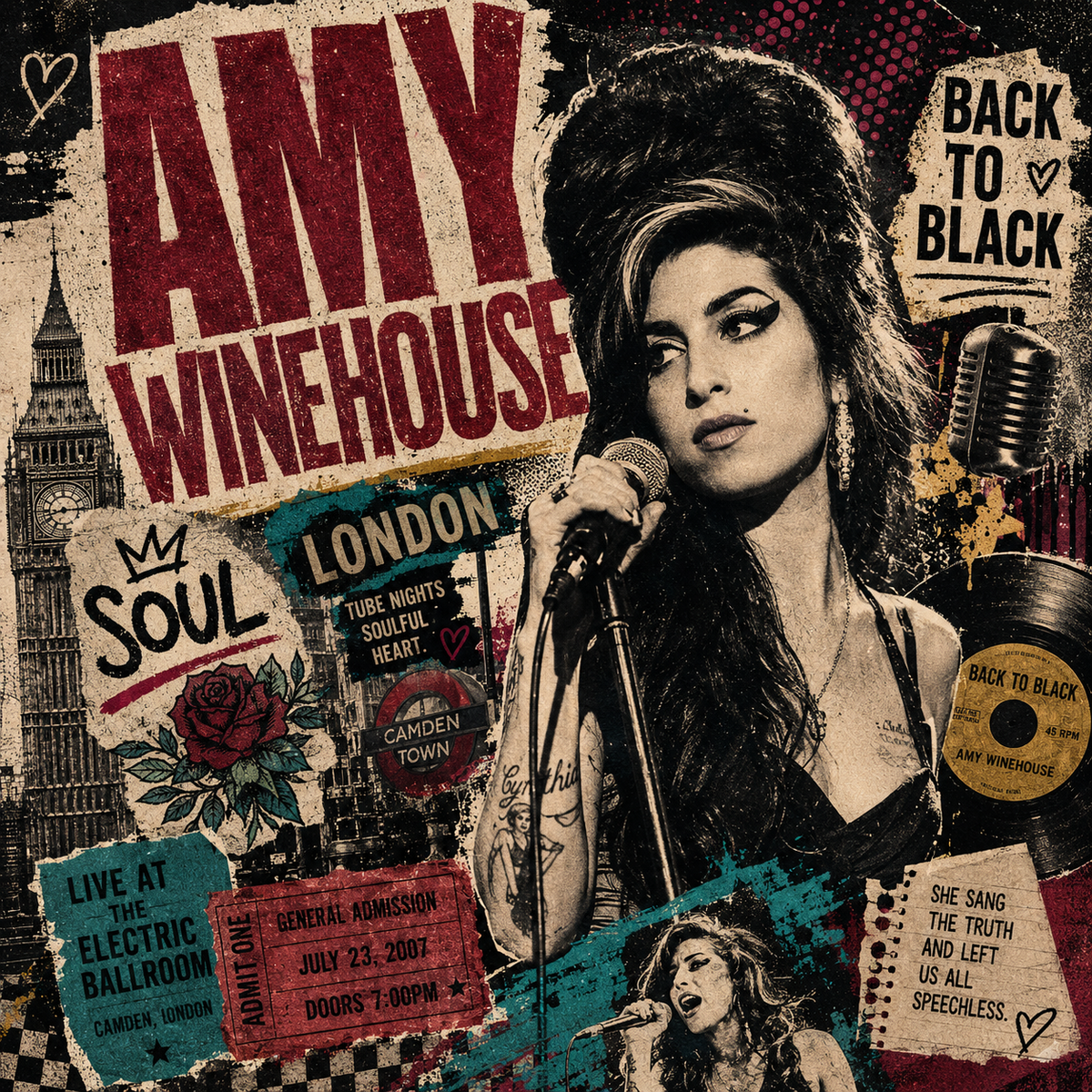 Amy Winehouse- 4x4 Tile