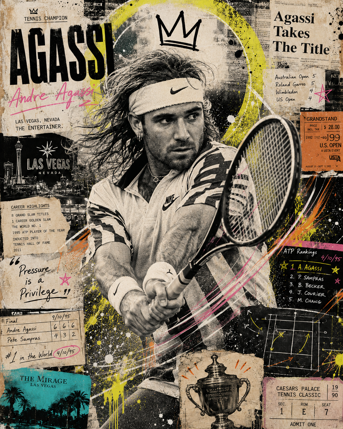 Andre Agassi — 5×7 Canvas Art