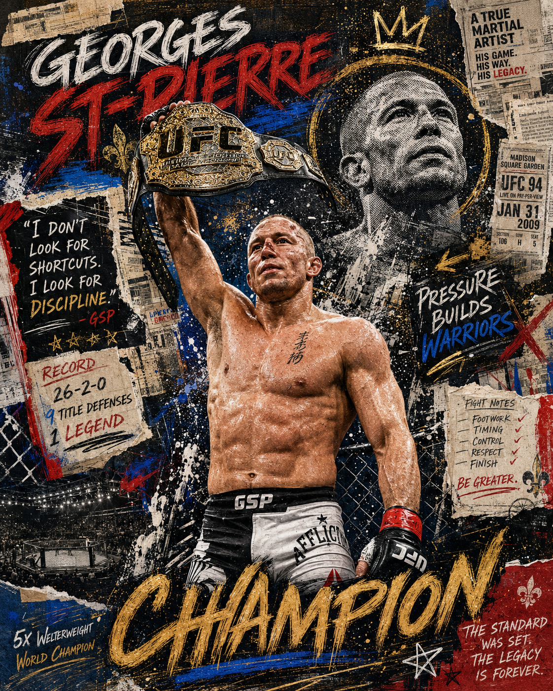 Georges St-Pierre — 5×7 Canvas Art