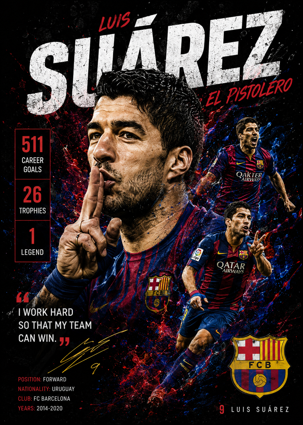 Luis Suárez — 5×7 Canvas Art
