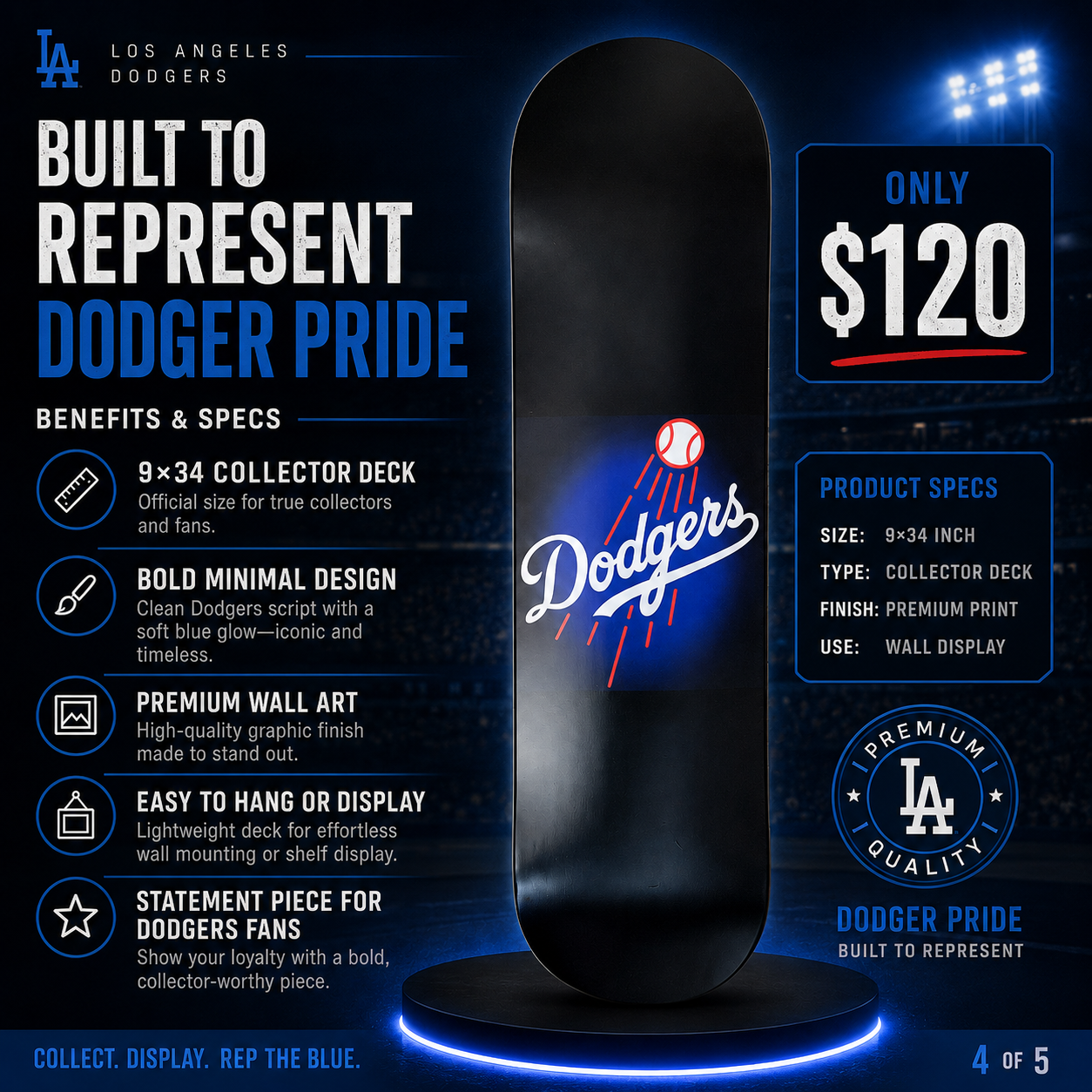 LA Baseball 1- Customized Skateboard