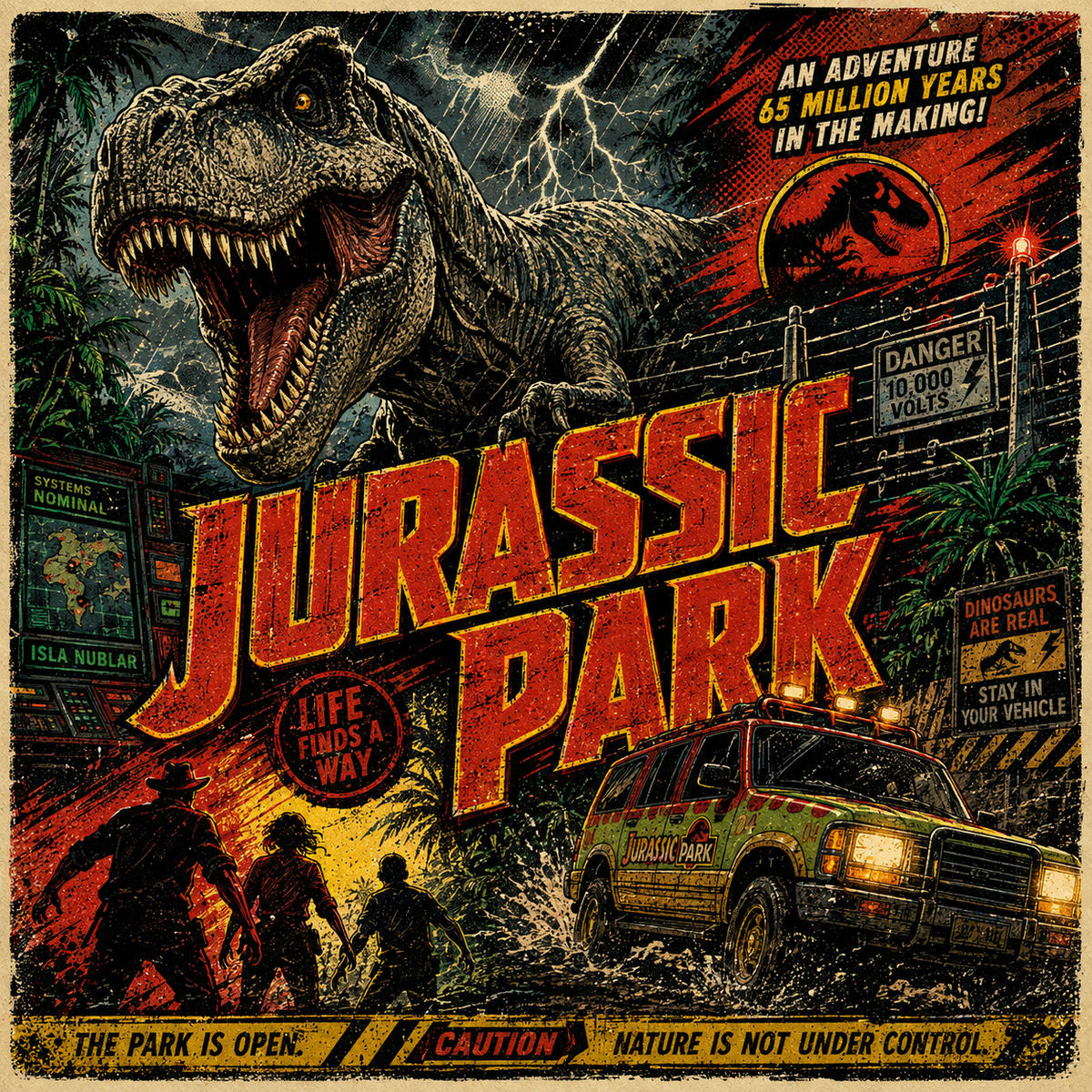 Jurassic Park- 4x4 Tile