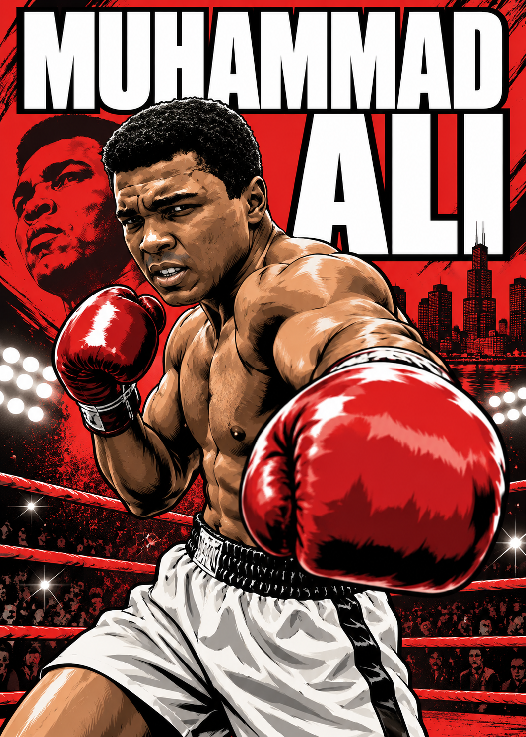 Muhammad Ali — Red Ring Champion — 5×7 Canvas Art